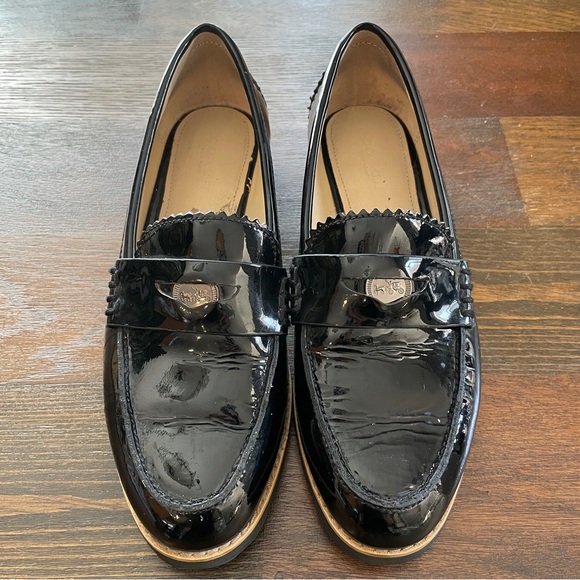 Coach Peyton Black Patent Leather Loafers - Picture 1 of 12